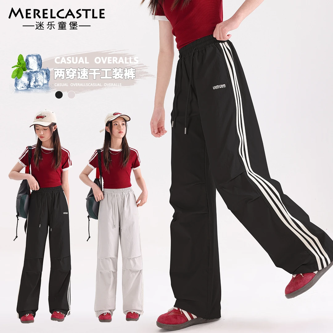C4670女童工装裤夏季2025新款女孩运动裤女大童夏装速干薄款裤子