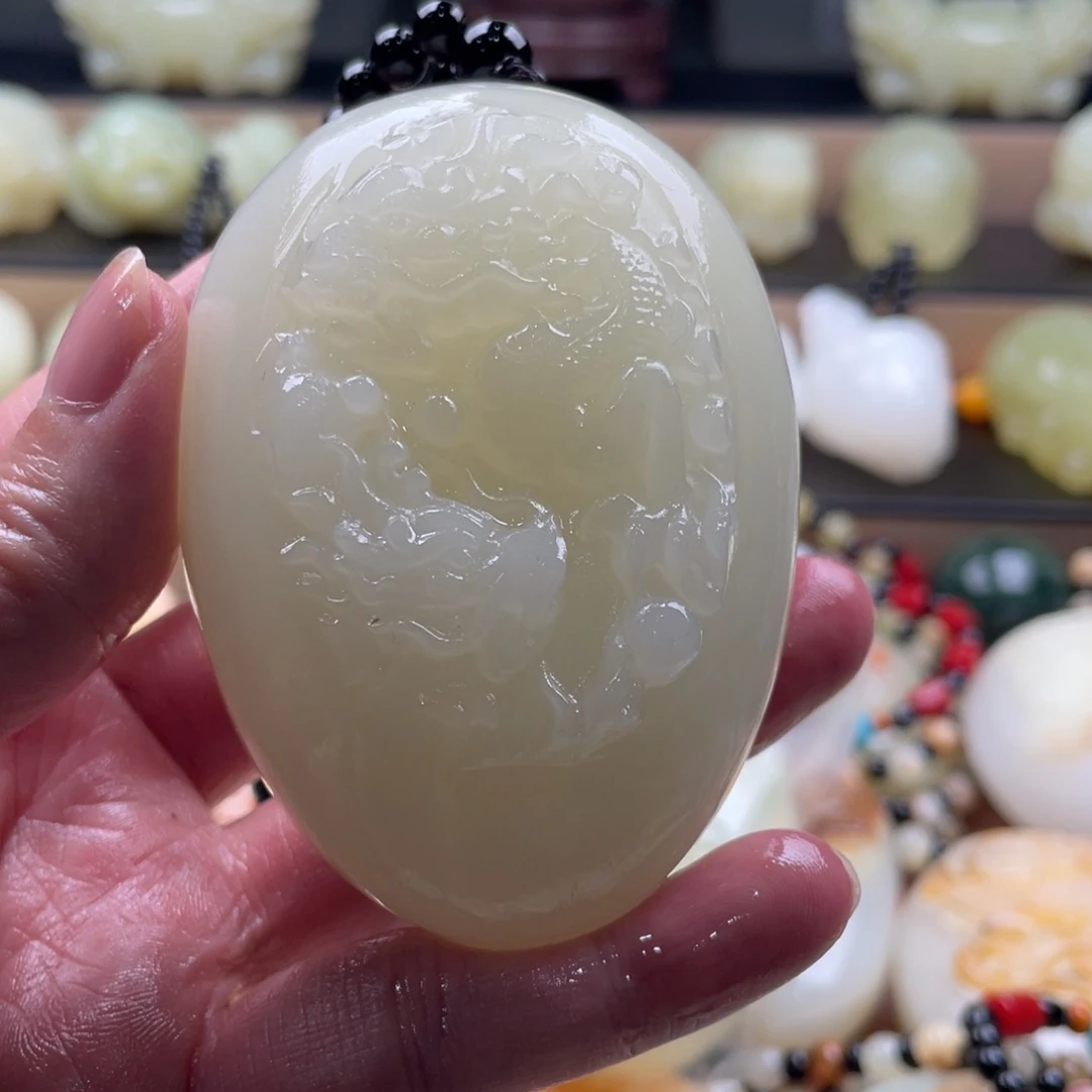 夜***人石材天然古青石手把件