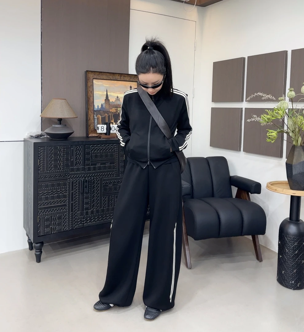 鑫燃KIKI 美式复古设计感两条杠直筒裤 60377 XI