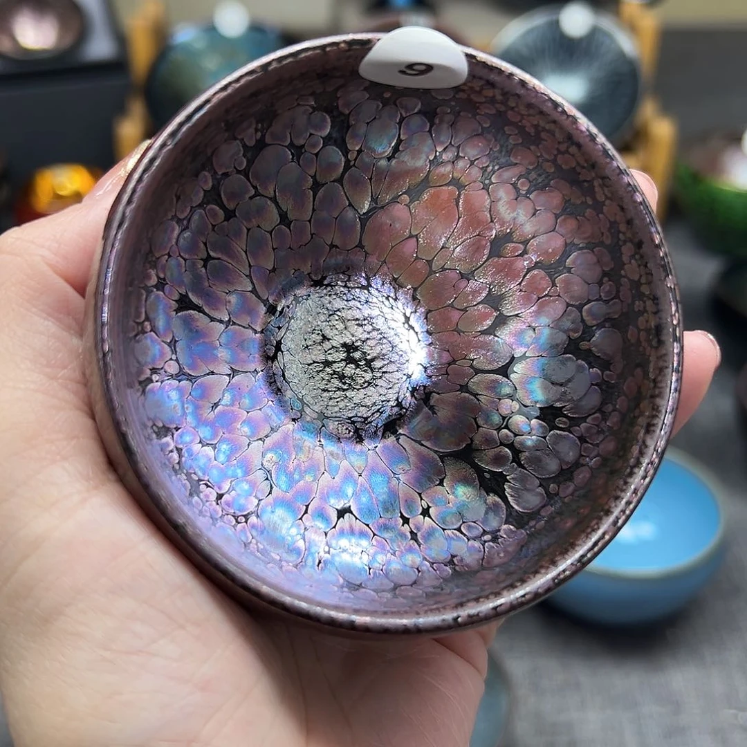 茶盏彩金釉滴波体