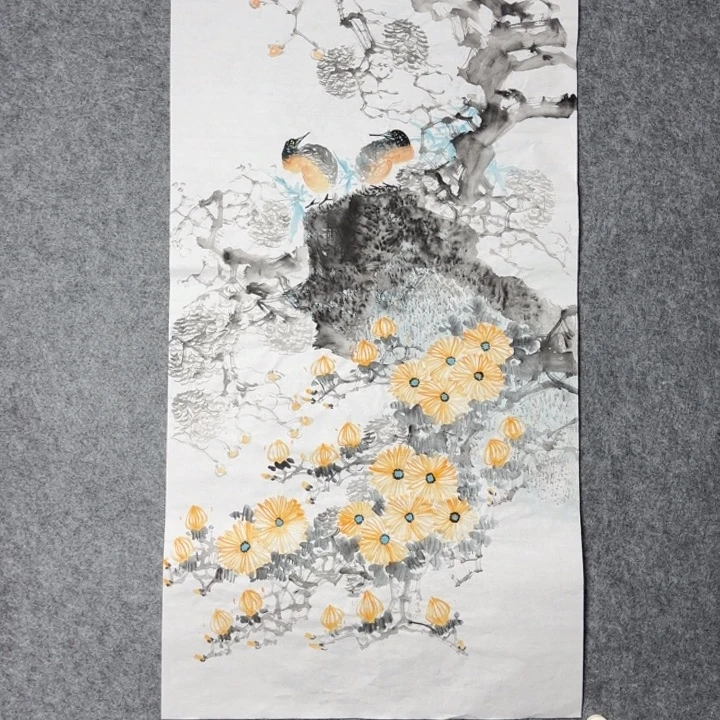国画手绘国风花鸟图案