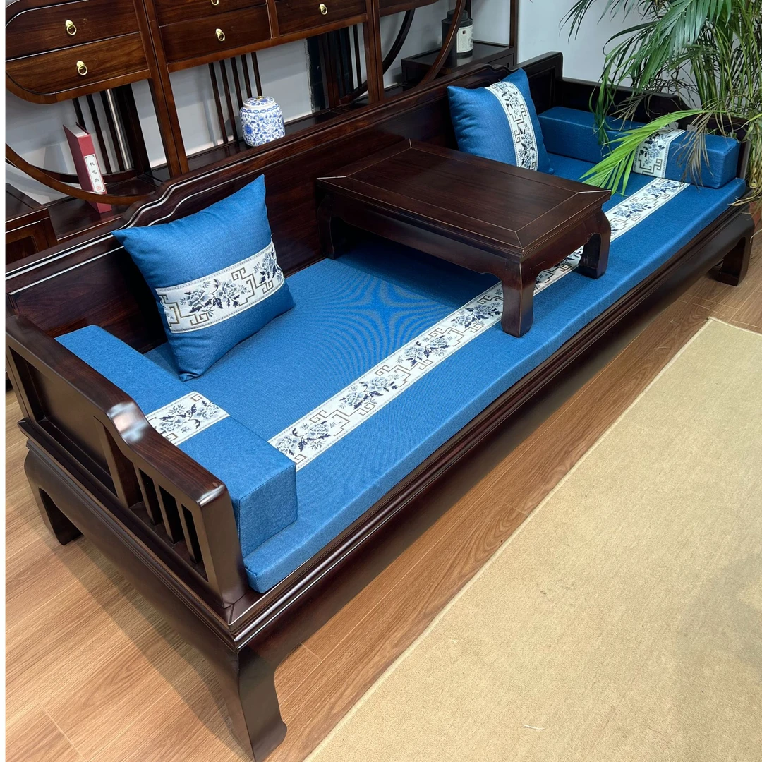 乌金木新中式实木罗汉床现代简约罗汉榻床榫卯沙发简约客厅家具用