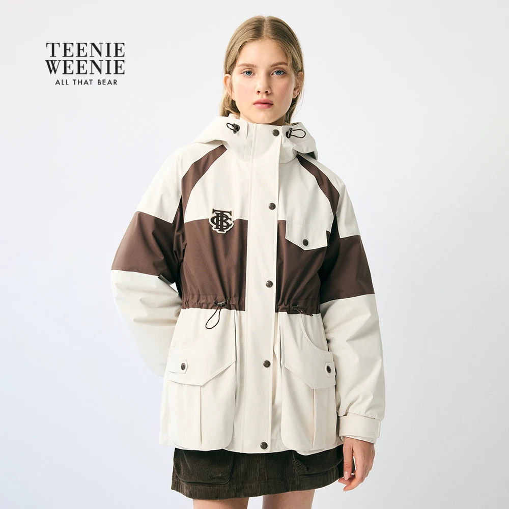 *TeenieWeenie小熊羽绒服25秋新款二合一撞色连帽外套TTJD254TC2K