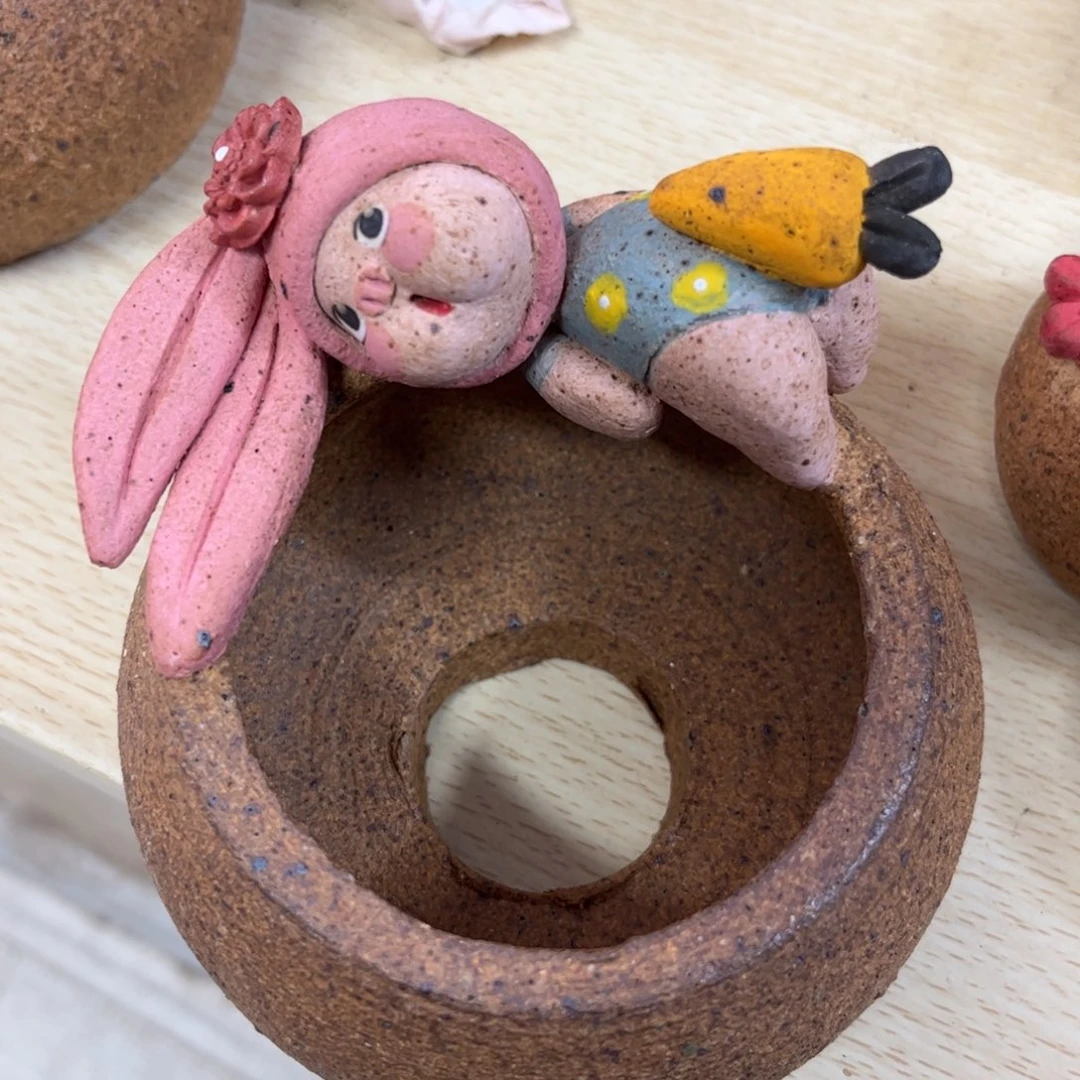 泥塑古镇炻陶花盆