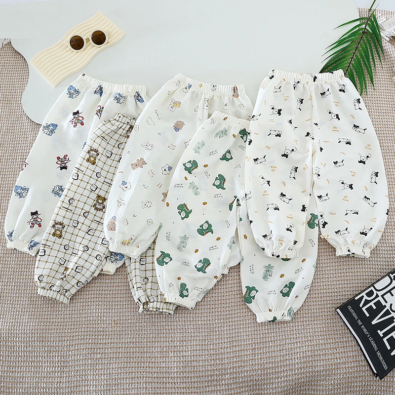 儿童夏季防蚊裤2025新款男宝女宝休闲宽松小中童宝宝九分裤薄款潮