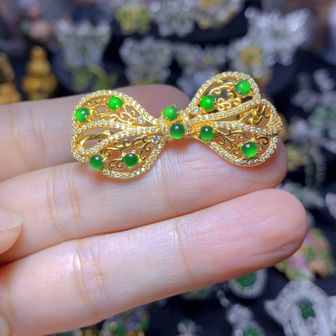 翡翠银S925镶嵌套链天然