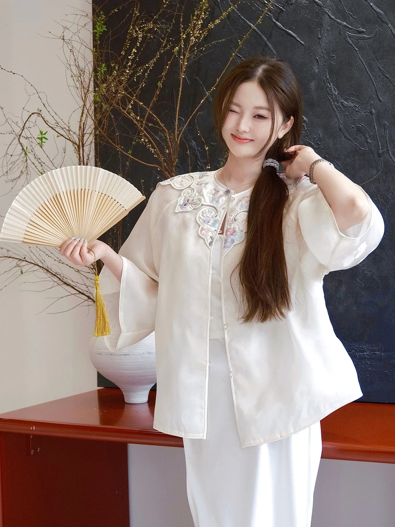 JINYISONG｜"云涧"新中式刺绣真丝绡真丝欧根纱外套夏日氛围搭配