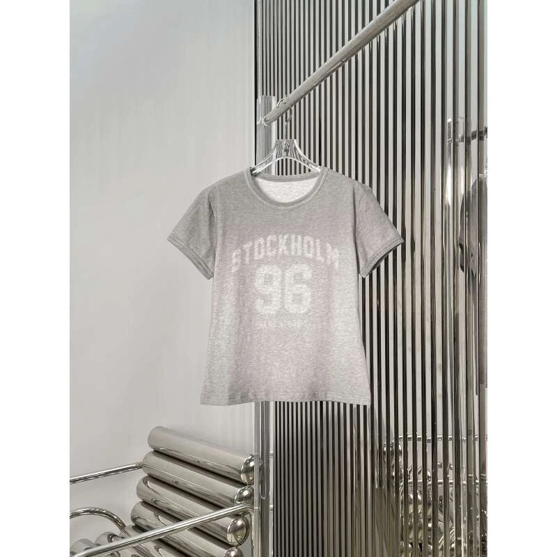 96数字印花T恤  渐变色正肩圆领百搭休闲短袖