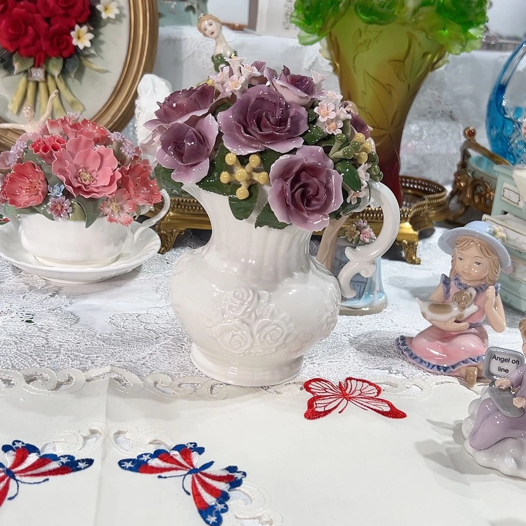 陶瓷0146骨瓷单耳玫瑰花瓶