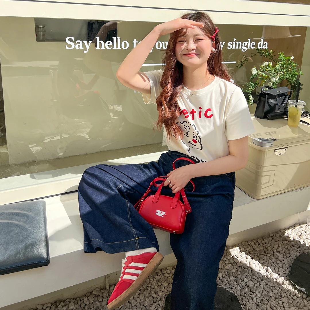 大码百分百夏季时尚休闲显瘦可爱撞色印花短袖T恤女潮流百搭0712