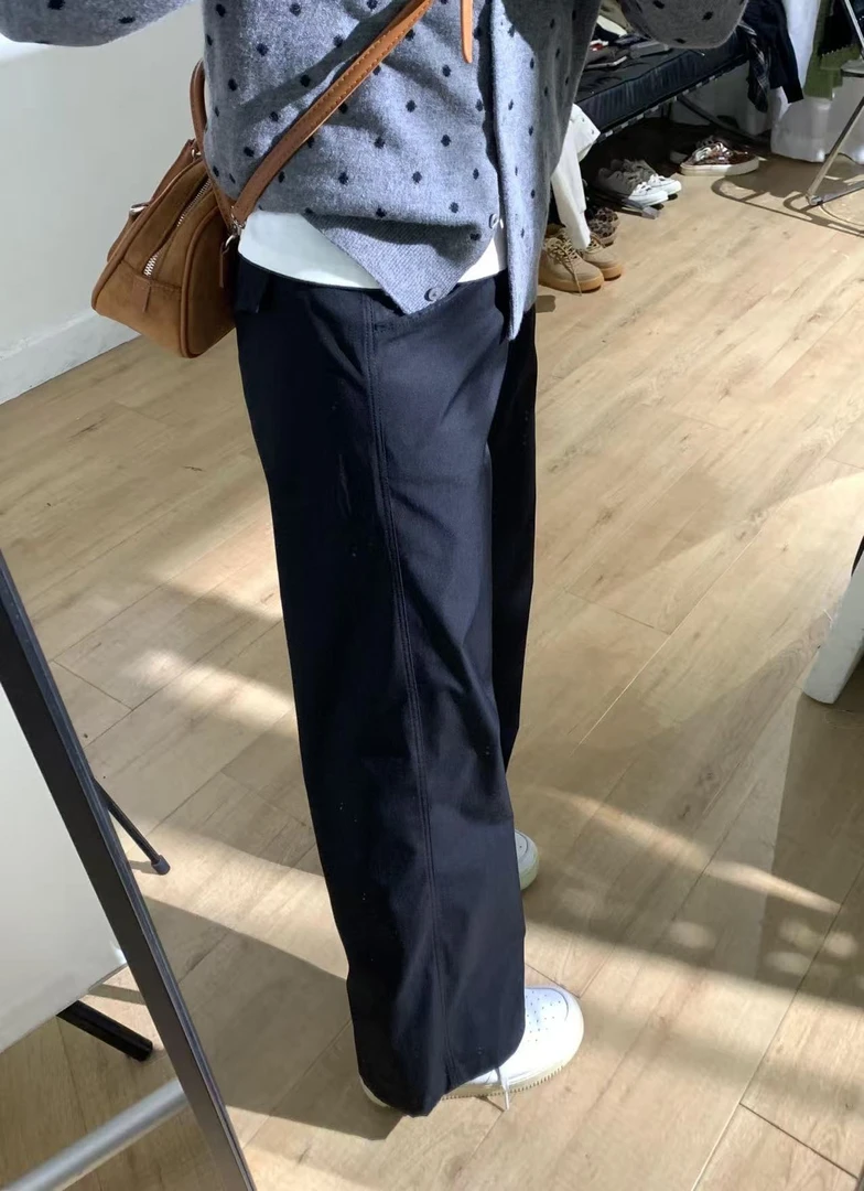 黑色阔腿西装裤女秋季新款大码胖mm宽松显瘦梨形身材休闲直筒裤子