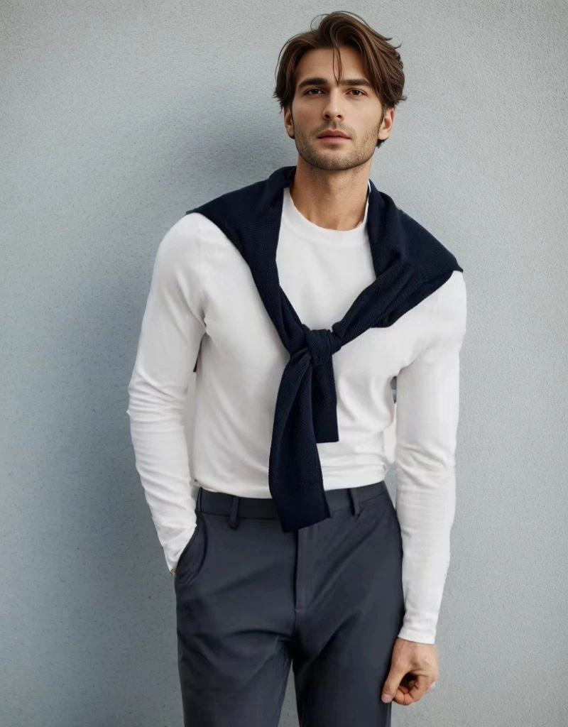 罗家男士双面德绒打底衫