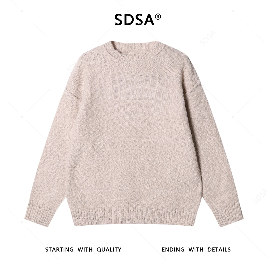 SDSA男士秋冬新款痞帅男装韩版简约纯色圆领针织衫百搭宽松毛衣