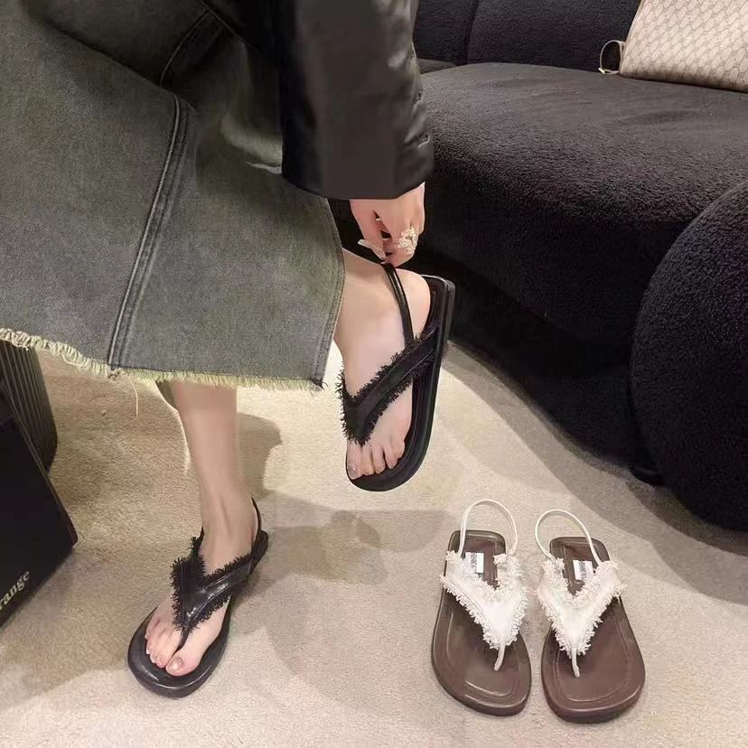 6815流苏夹趾平底百搭凉拖鞋