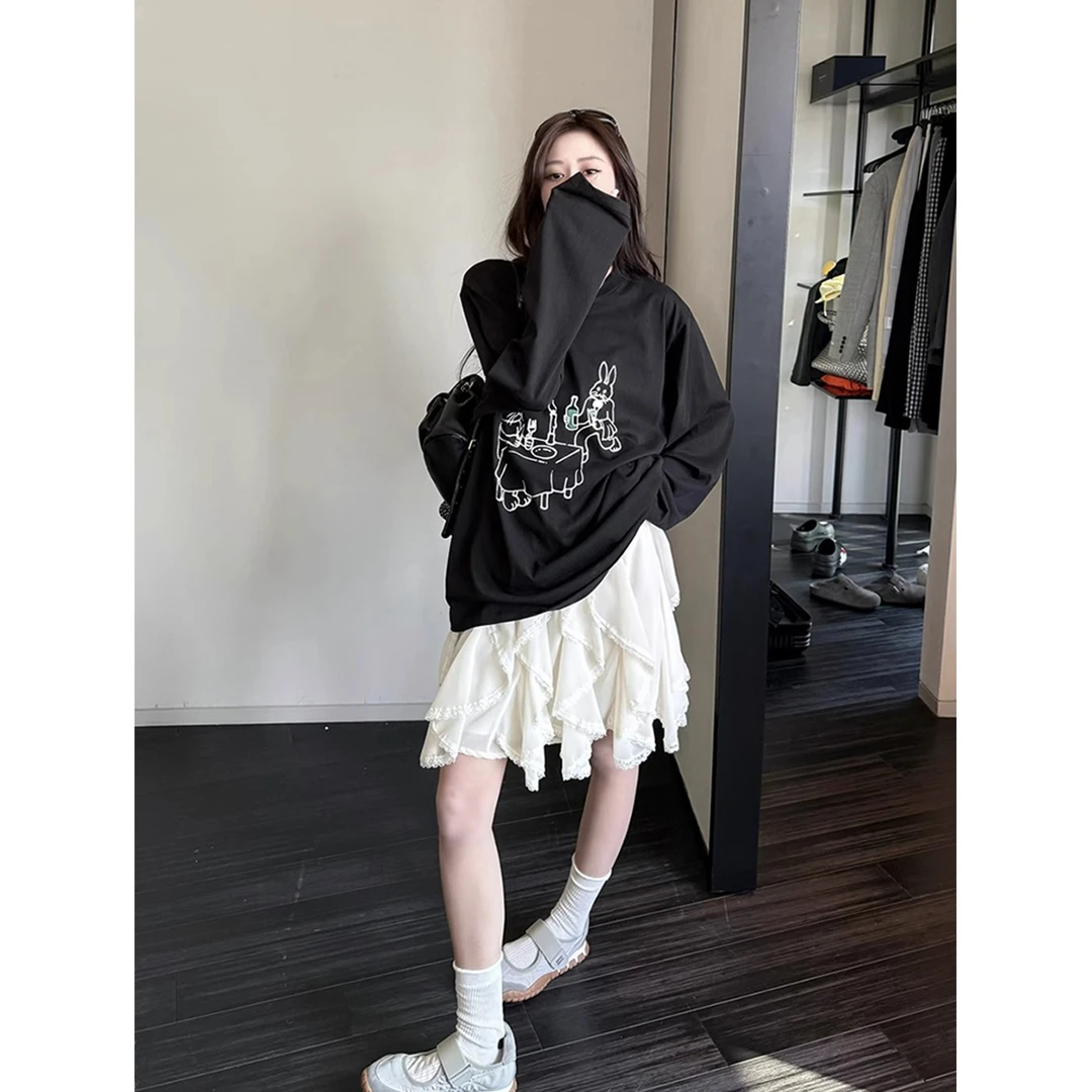 新款薄款透气防晒罩衫夏季宽松慵懒长袖t恤女韩版百搭松弛感设计