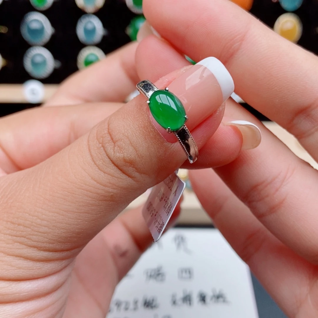 翡翠银S925镶嵌戒指2