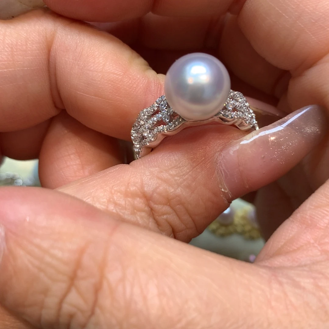 海水珍珠戒指银S925镶嵌