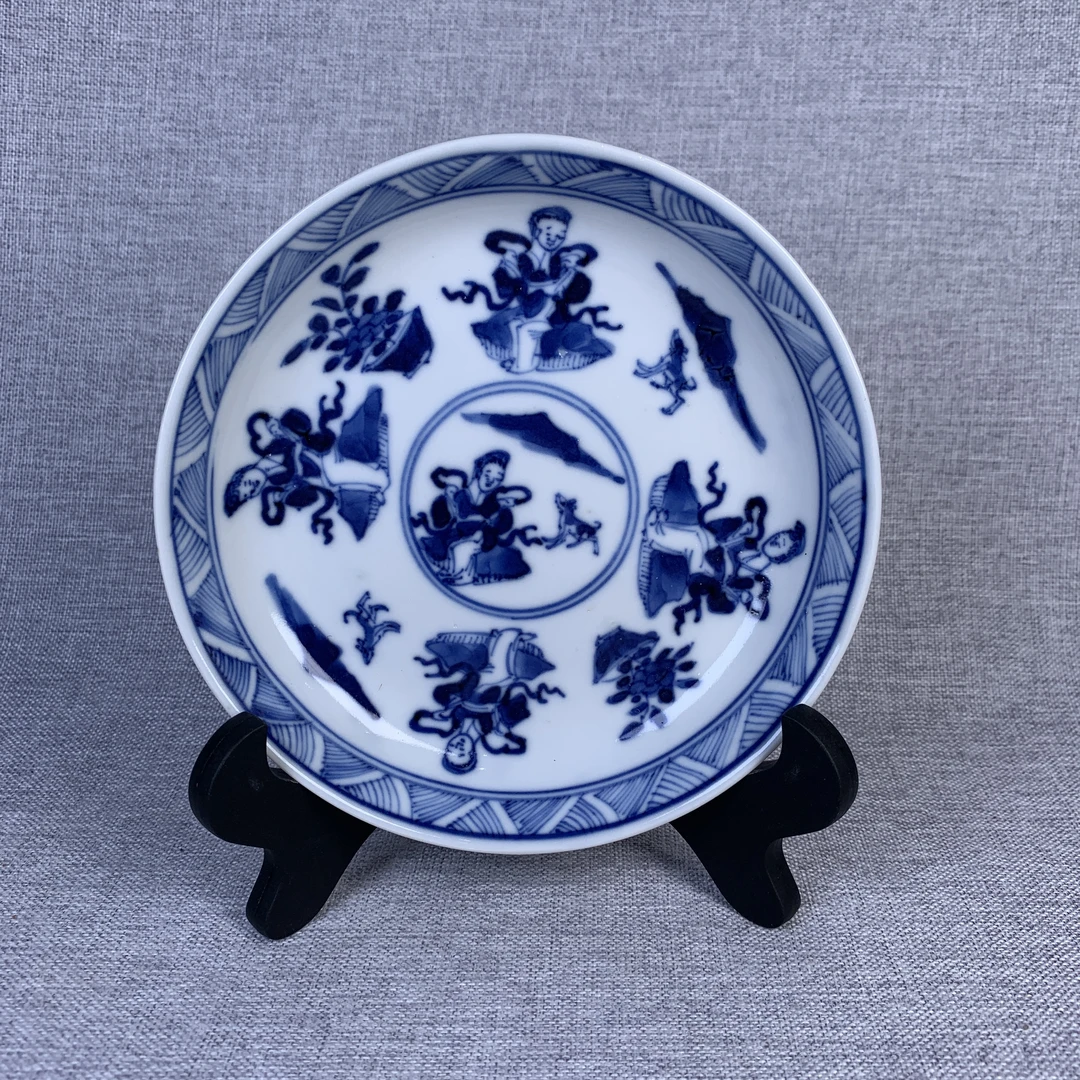 清代人物花卉故事盘古瓷器真品国营镇江市文物商店库出5128003