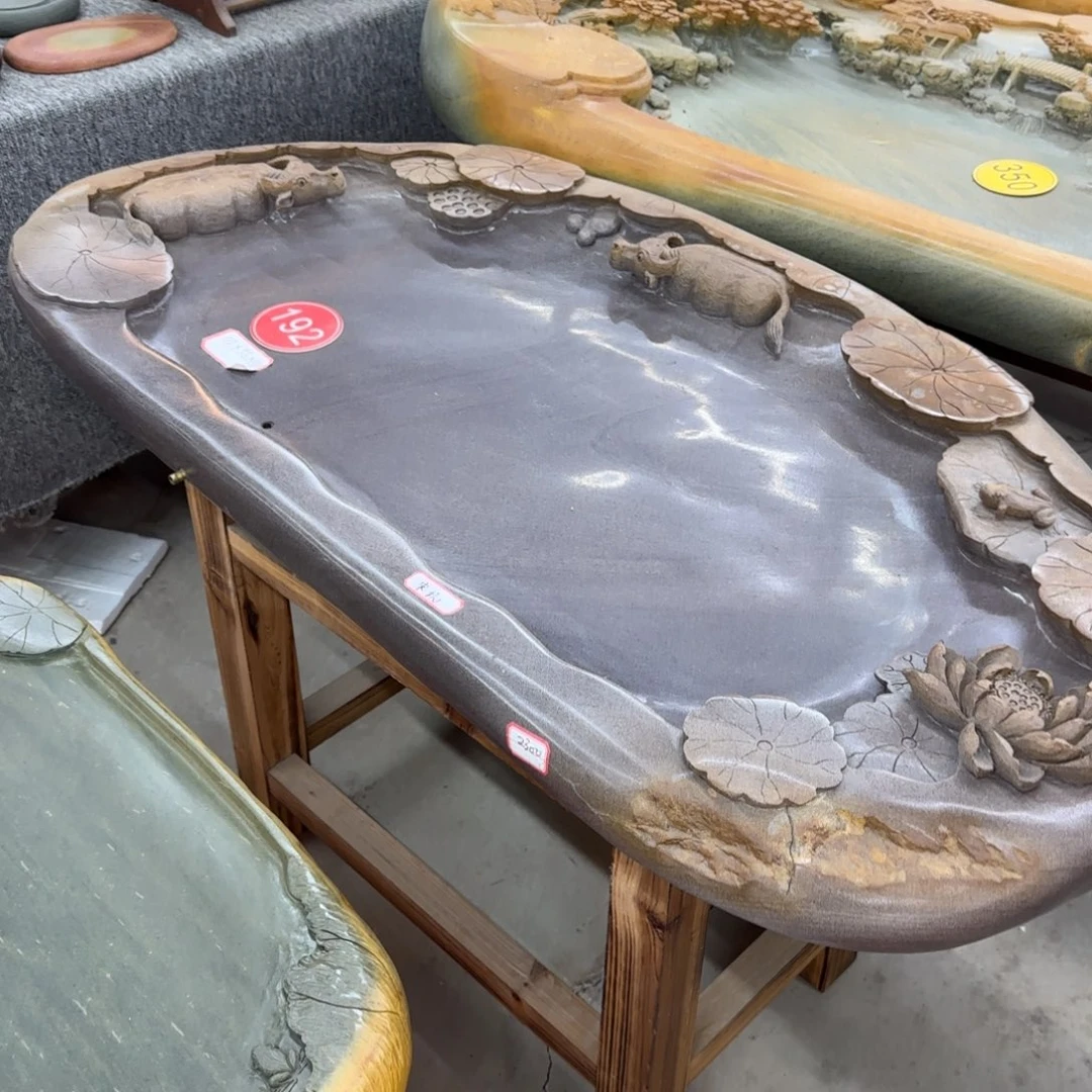 *****192号绿端砚石茶盘尺寸112×56×10
