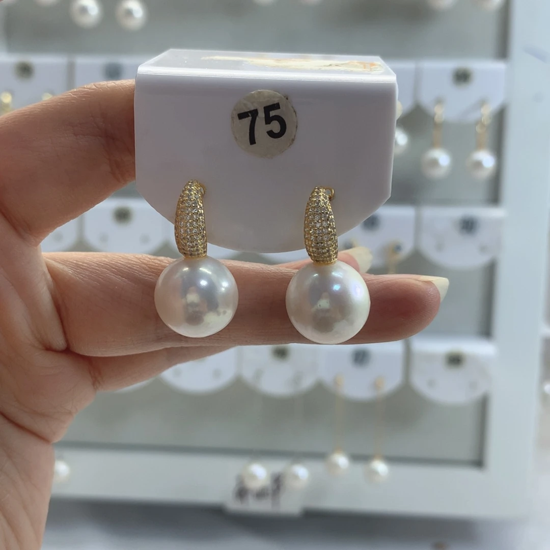 淡水珍珠耳饰银S925镶嵌