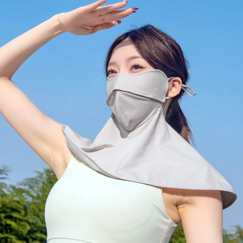 冰丝防晒口罩女防紫外线夏季开车骑车超大护颈鱼骨超透气面罩面纱