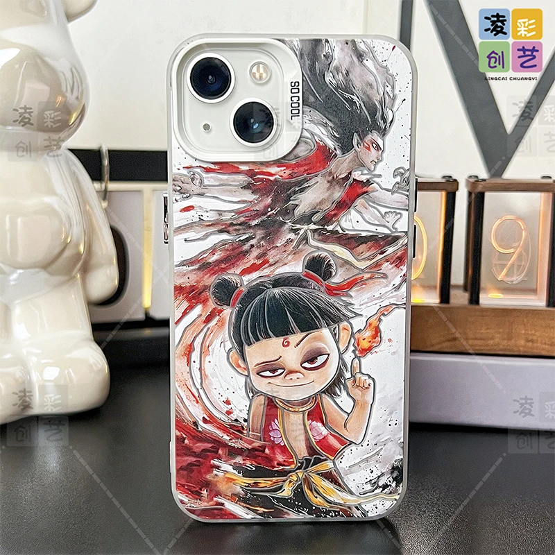 凌彩创艺适用手机于苹果小米华为哪吒人物敖丙敖光大孔IMD彩银壳