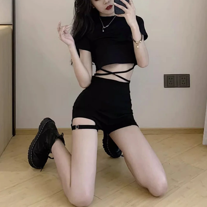 黑色高腰牛仔短裤女夏季2025新款爆款a字紧身机能风辣妹外穿热裤