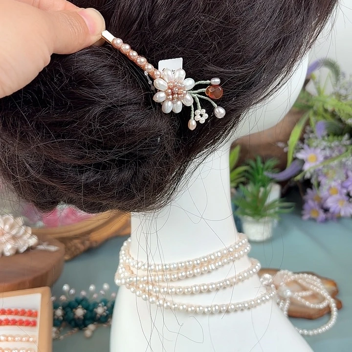 淡水珍珠发饰未镶嵌