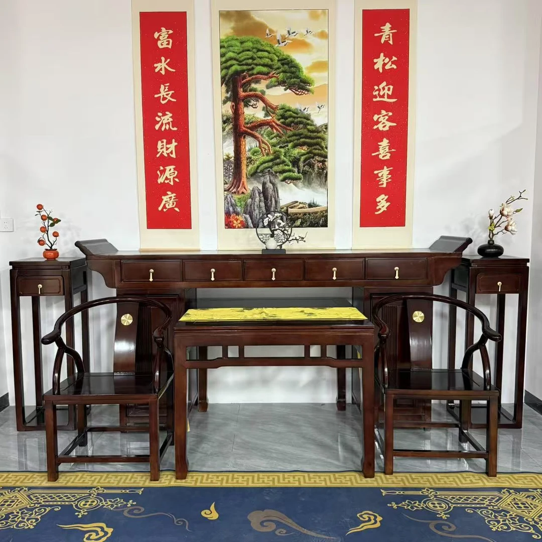 2.4米带柜6件套+实木茶几+钢化玻璃*2