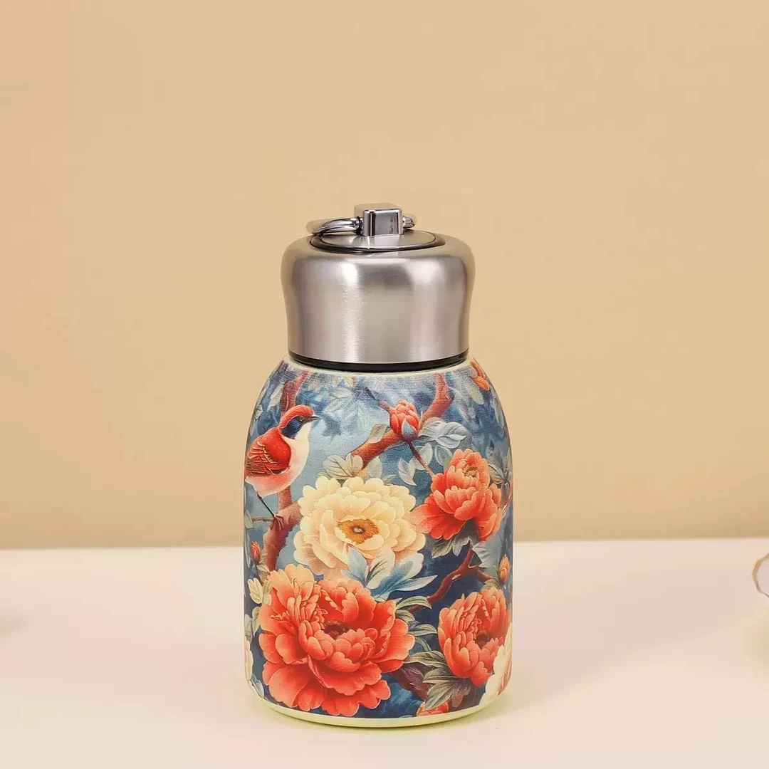 喜上眉梢国潮小胖丁保温杯 316不锈钢印花口袋杯带提环便携随手杯