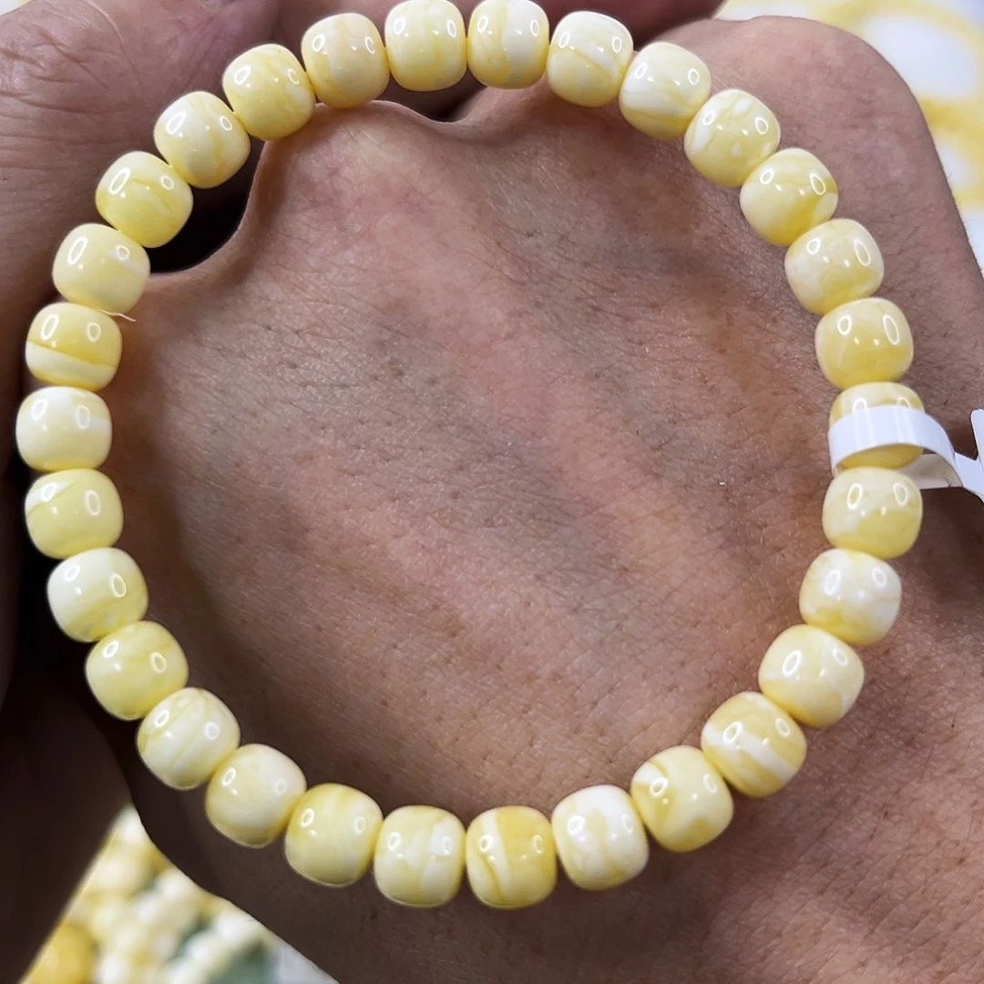 蜜蜡未镶嵌手链7.0mm实蜡溶洞手串