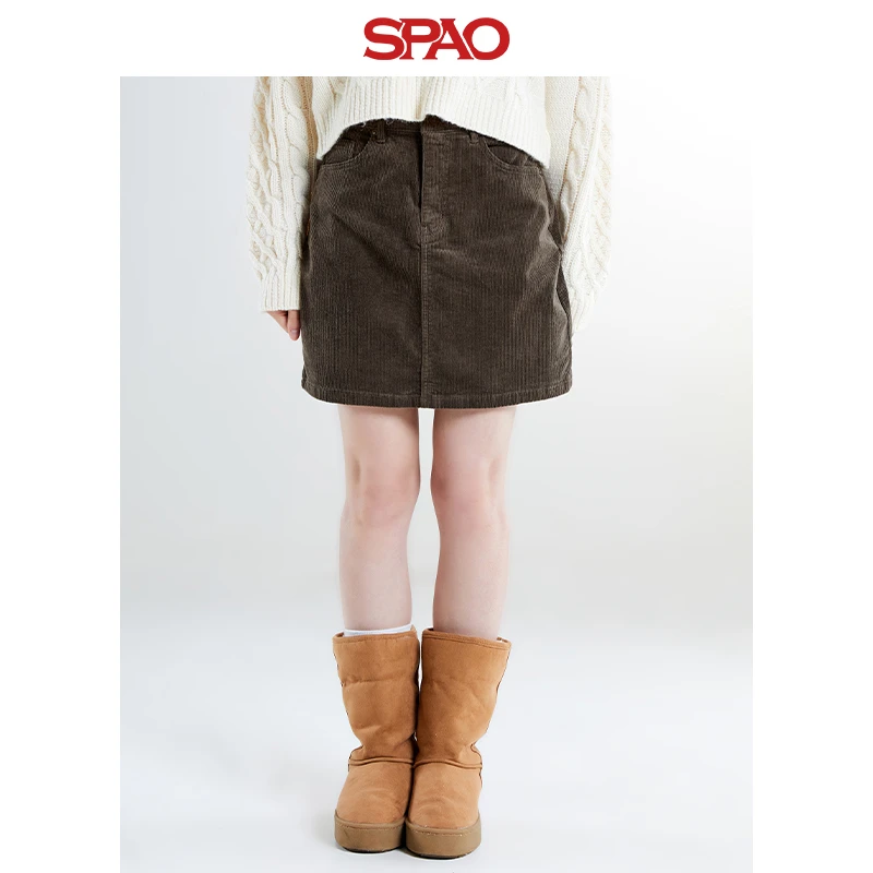 【女装优选QC】SPAO韩国同款冬季女士修身灯芯绒短裙SPWHE4VG01