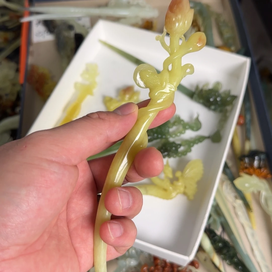 岫玉发饰未镶嵌丁*@明君玉簪就是好看