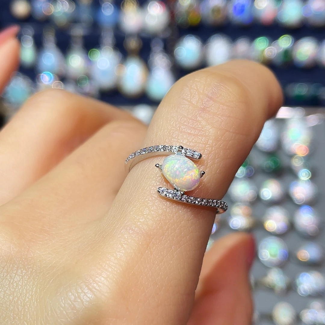 繁***夏欧泊银S925镶嵌戒指