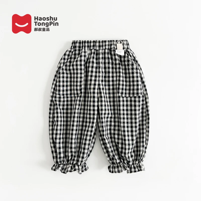 郝叔童品春季女童新品韩版格子长裤2025时尚洋气潮流女宝HP5107