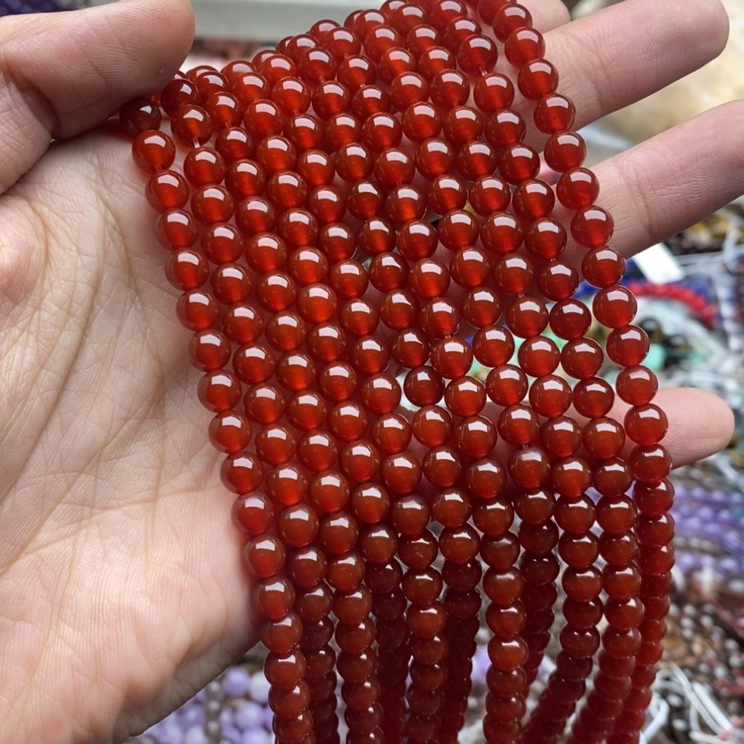 玛瑙/玉髓未镶嵌珠宝半成品一条天然6mm精品红玛瑙
