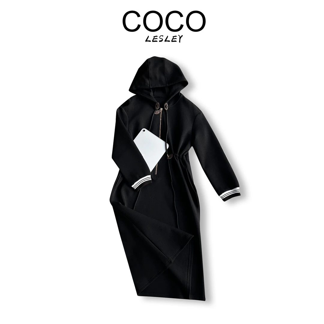 【COCO LESLEY】简约舒适收腰显瘦连帽抽绳连衣裙 L8512058AD