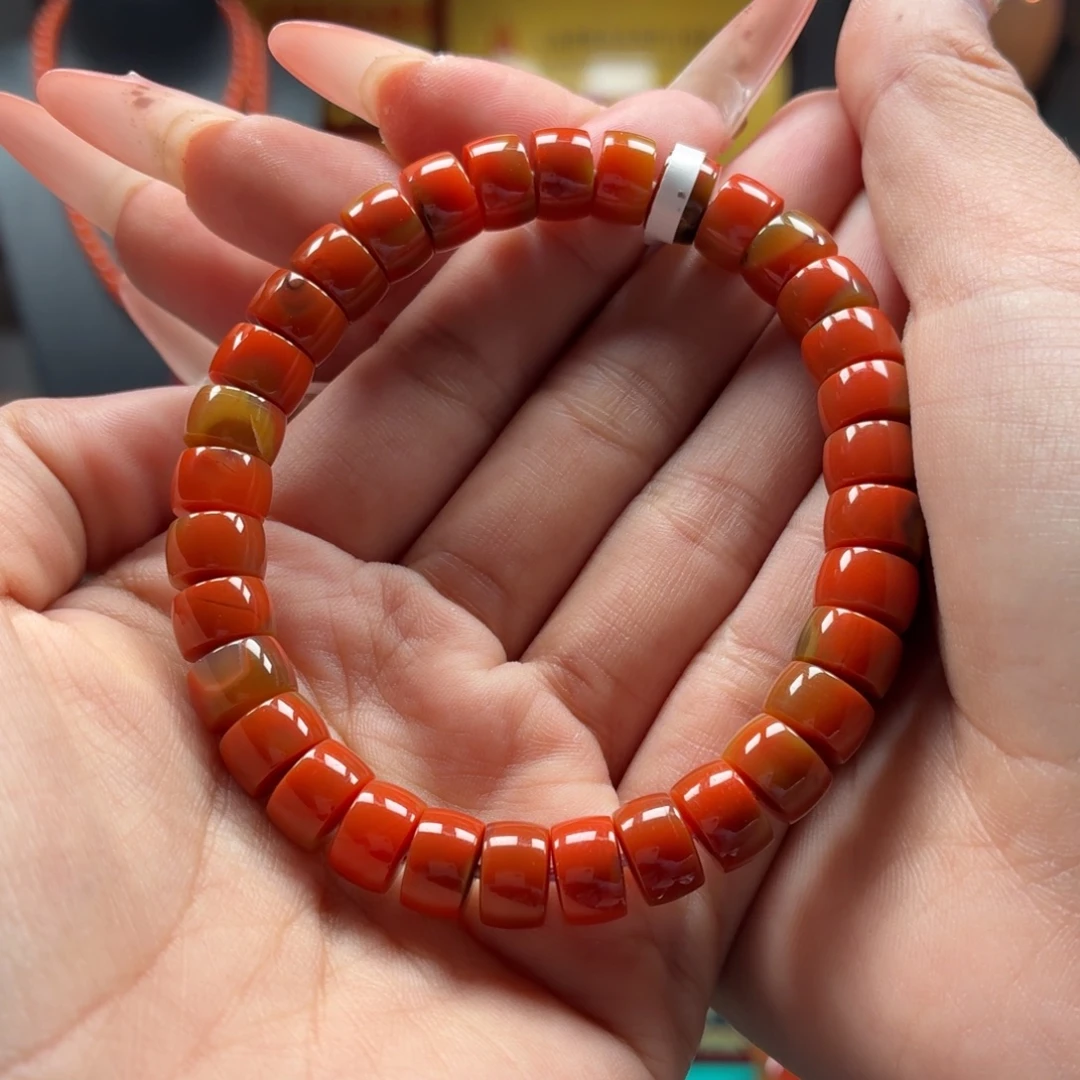 南红玛瑙未镶嵌手串原矿保山南红蒲缥包浆之前手串卡9