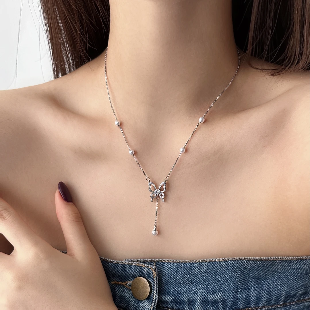 合金项链 X5369-1简约精致设计感时尚个性女生蝴蝶项链小众设计感