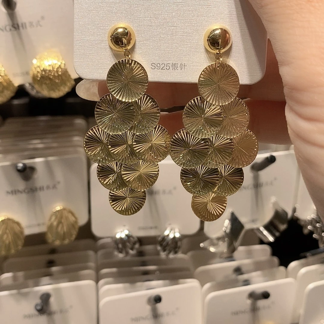 铜合金925银无圆片流苏金色