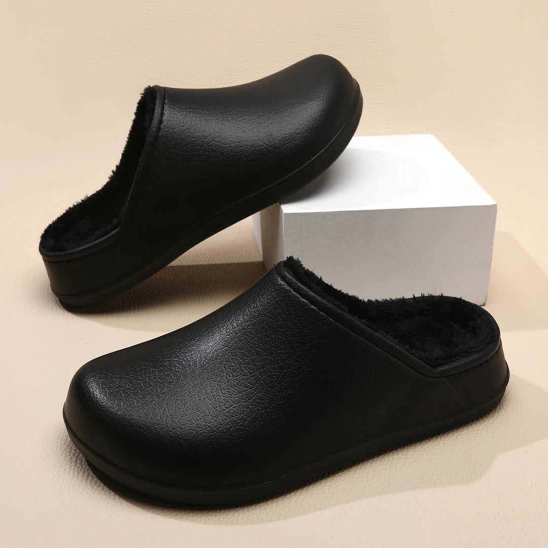 勃肯棉拖鞋女冬新款厚底百搭时尚加绒保暖外穿包头棉拖懒人毛毛鞋