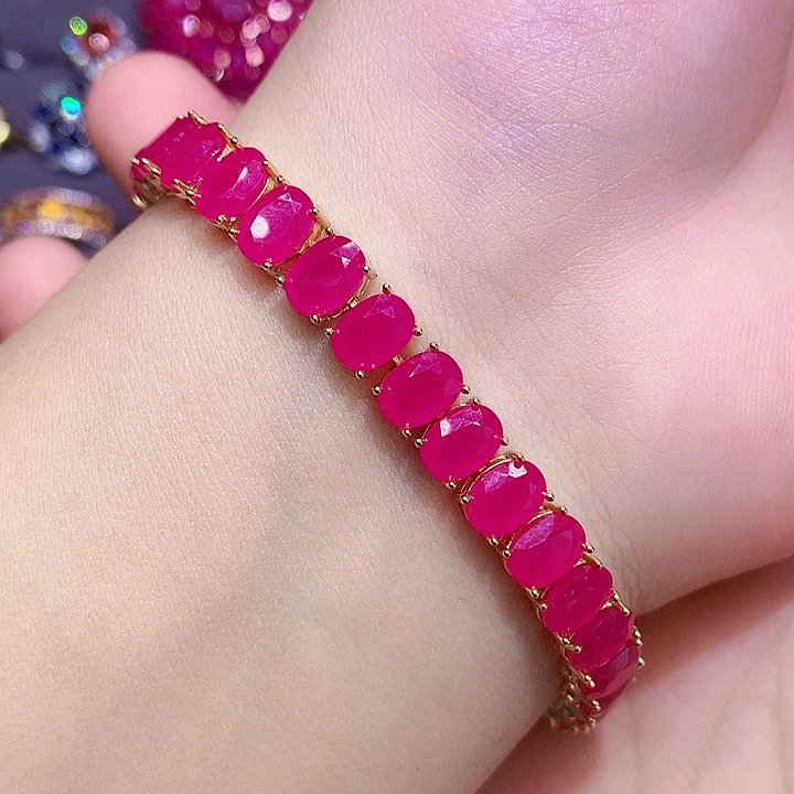 手链红宝石银S925镶嵌