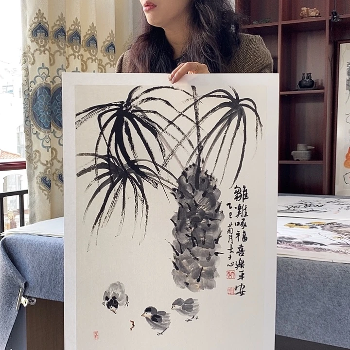 国画纯手绘国画写意作品43*63