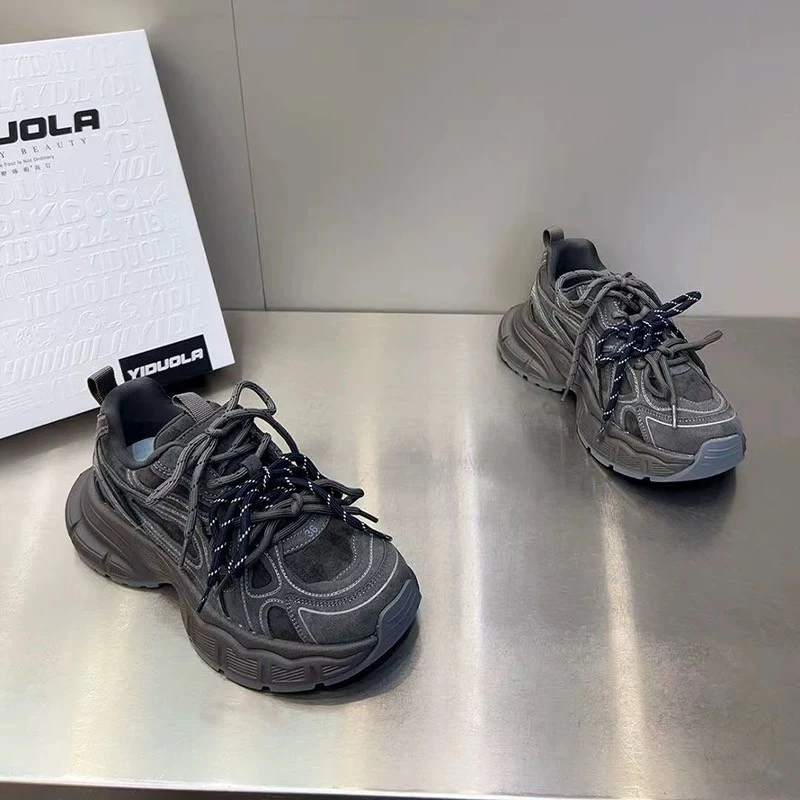 陈太太同款真皮老爹鞋女2025秋季新款厚底增高时尚运动款休闲女鞋