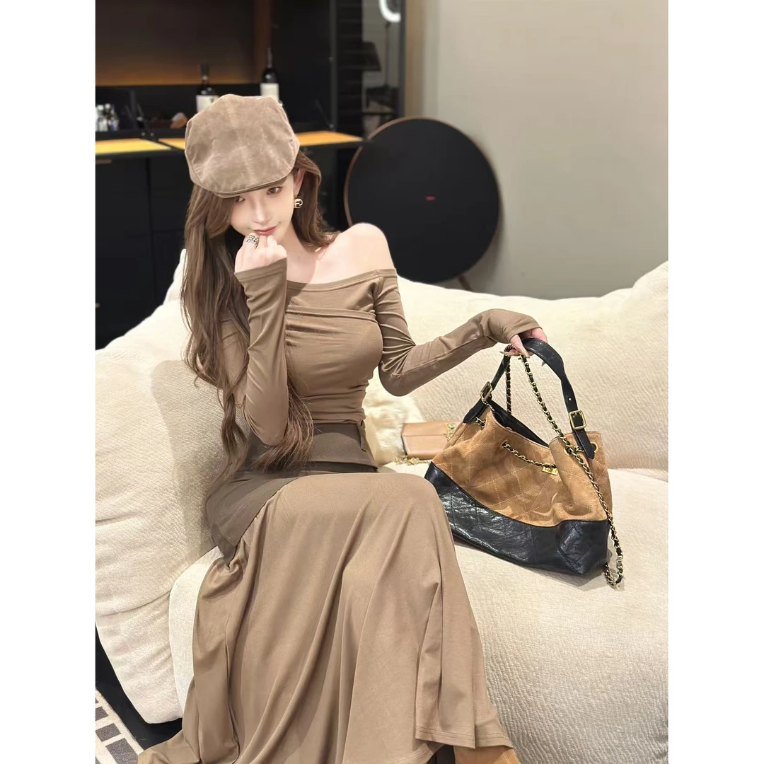 GUIDI GUDI【映山客】优雅ins风慵懒气质两件套套装/黄加蓝