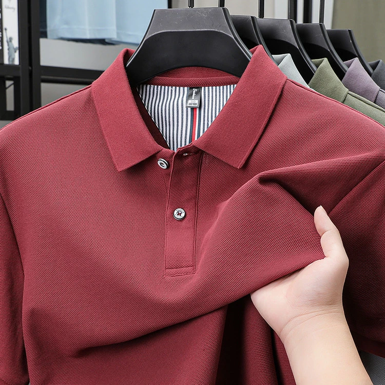 【下摆开叉】夏季100%棉男士纯色翻领短袖Polo衫商务休闲高档透气T
