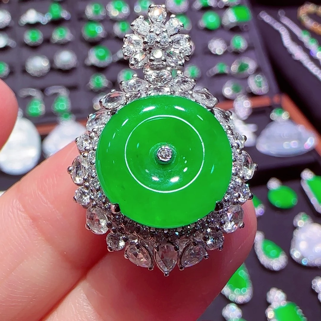 翡翠18K金镶嵌吊坠(不含链)吊坠