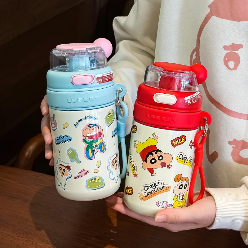 蜡笔小新吸管保温杯女生新款可爱杯子高颜值水杯蜡笔小新水杯