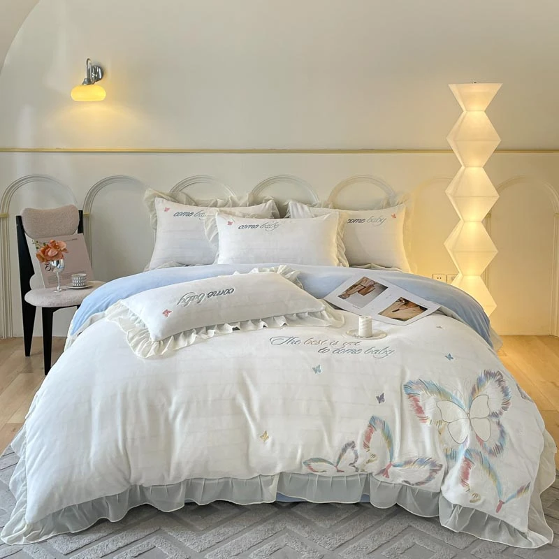 牛奶绒四件套 秋冬床笠床单款绒 加绒保暖秋季床单韩版床品轻奢