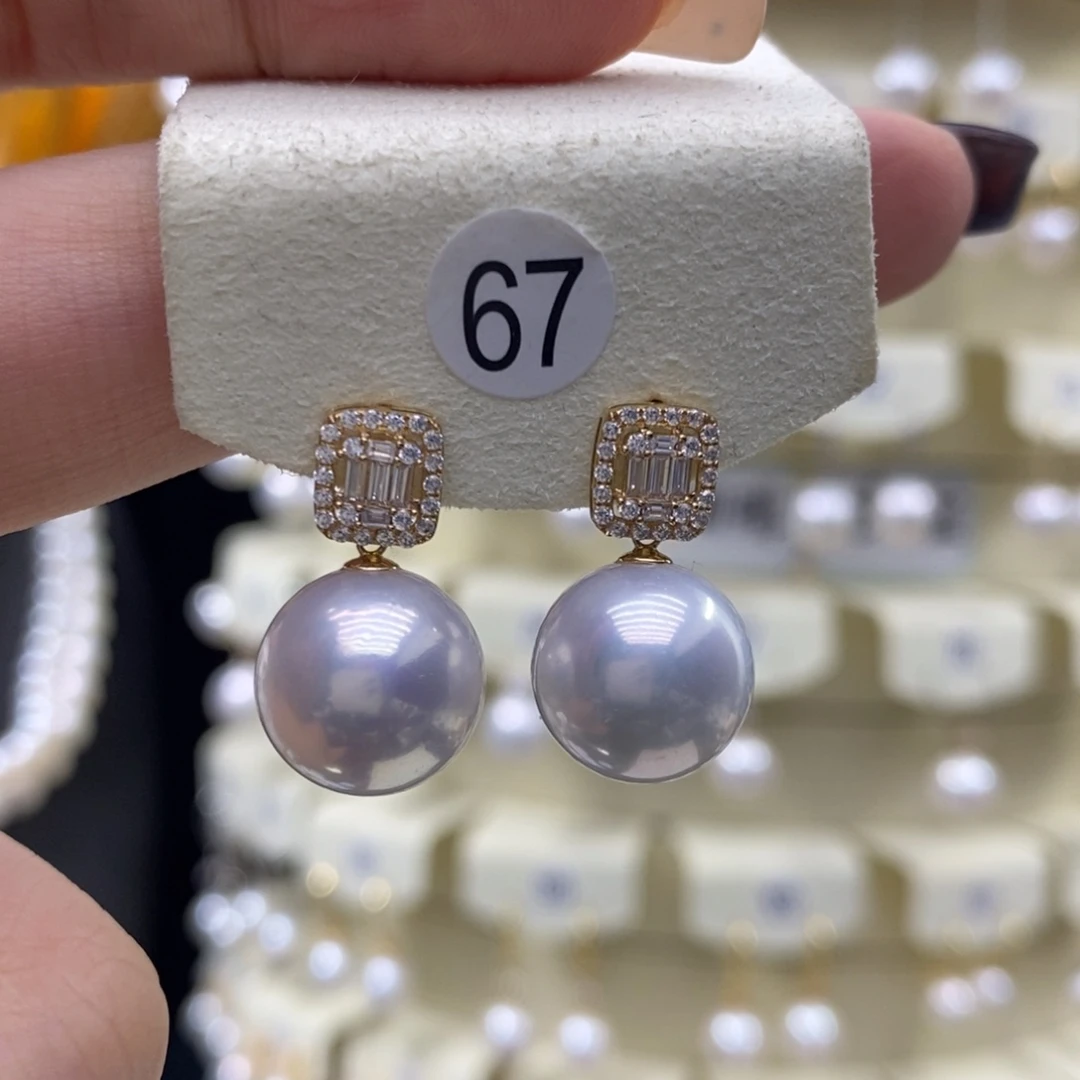 淡水珍珠耳饰18K金镶嵌